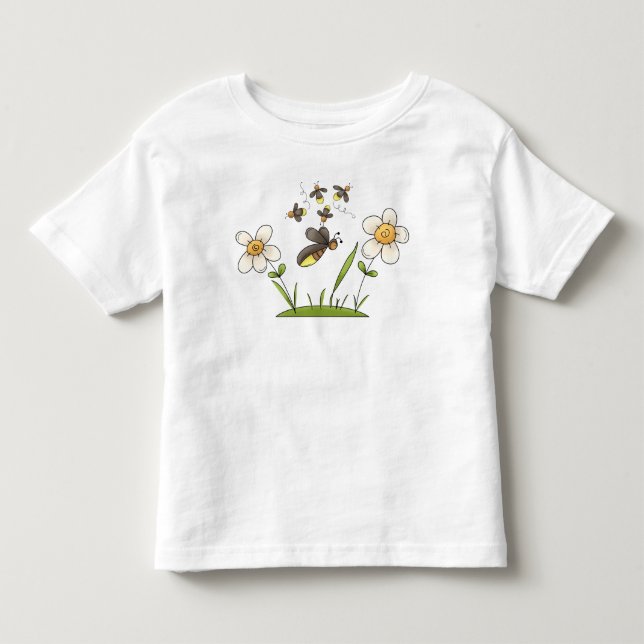 Niedlicher Leuchtkäfer hört gelbes Kleinkind T-shirt (Vorderseite)