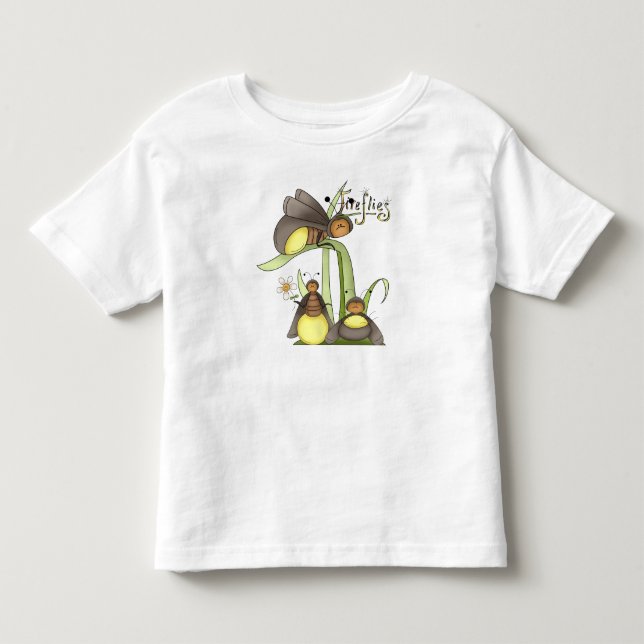 Niedlicher Leuchtkäfer hört gelbes Kleinkind T-shirt (Vorderseite)