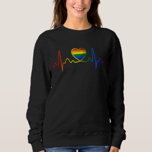 Niedlicher LGBT Gay Pride Rainbow Heartbeat Lesbia Sweatshirt