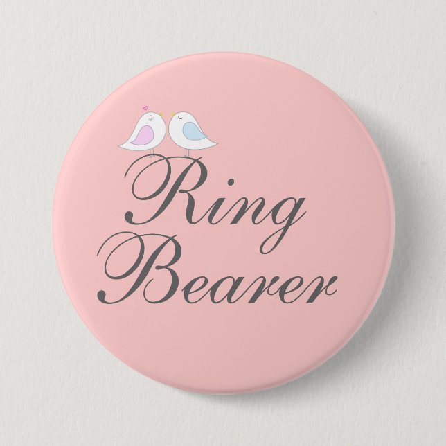 Niedlicher Liebevögel Ring-Träger Button (Vorderseite)