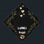 Niedlicher lieblicher Rogue Hearts Gold Black Dog Halstuch<br><div class="desc">Ein niedlicher Haushund schwarz und goldfarben bandana,  mit goldenen Liebe Herzen und Pfotendruck,  die personalisiert sein können. Für weitere kostenlose Anpassung bitte in Touch gehen. Eine coole Geschenkidee für Haustiere.</div>