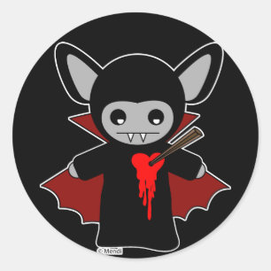 Niedlicher Lil Vampire-Schläger Runder Aufkleber