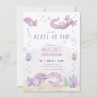 Niedlicher Lila Axolotl zum Geburtstag Einladung