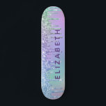 Niedlicher Lila Blauer Glitzer Personalisiert Skateboard<br><div class="desc">Personalisierte Skateboard mit einem lila,  blauen und grünen Imitat Glitzer Tropfen. Fügen Sie ihren Namen in einer lila Typografie hinzu.</div>