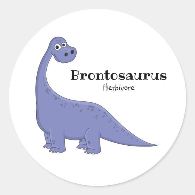 Niedlicher lila Brontosaurus-Dinosaurier-Cartoon z Runder Aufkleber (Vorderseite)