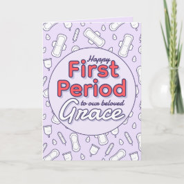 Niedlicher Lila Cartoon Pad Tampon Erster Zeitraum Karte