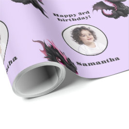 Niedlicher Lila Chibi-Dragon-Foto Geschenkpapier