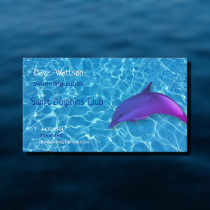 Niedlicher lila Delphin - Schwimmentrainer Visitenkarte