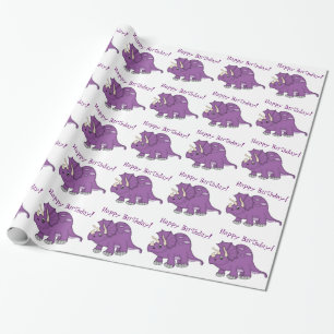 Niedlicher lila Dinosaurier-Glücklicher Geschenkpapier