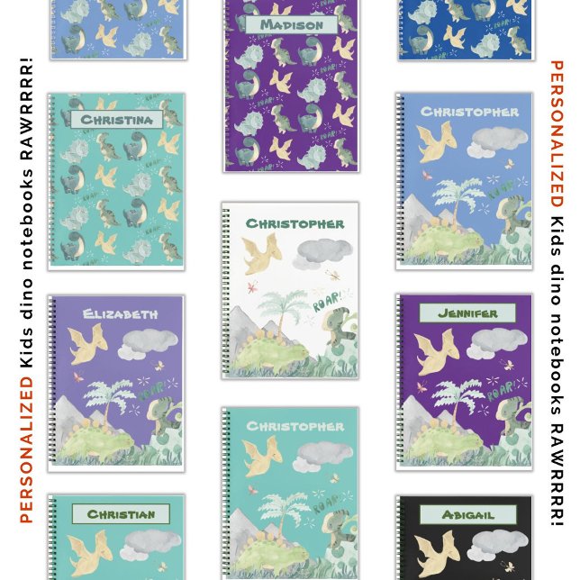 Niedlicher Lila Dinosaurier Notizbuch (So many fun cute dino designs!)