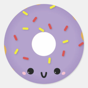 Niedlicher Lila Donut-Sticker Runder Aufkleber