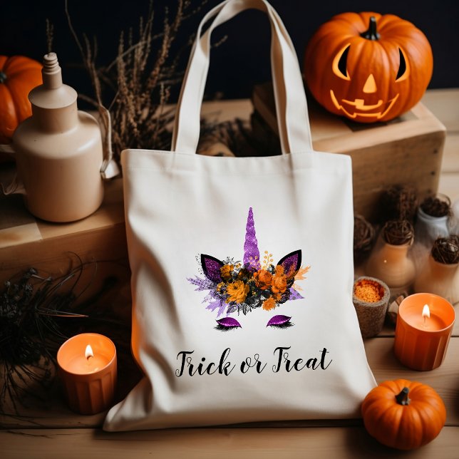 Niedlicher Lila Einhorn Halloween Trick oder Treat Tragetasche (Von Creator hochgeladen)