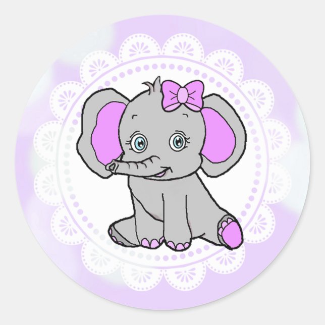Niedlicher Lila Elefant Runder Aufkleber (Vorderseite)