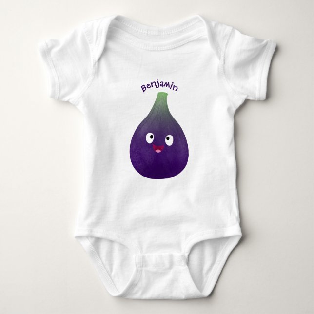 Niedlicher, lila Feigenfrucht-Cartoon Baby Strampler (Vorderseite)