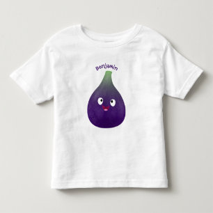 Niedlicher, lila Feigenfrucht-Cartoon Kleinkind T-shirt