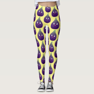 Niedlicher, lila Feigenfrucht-Cartoon Leggings