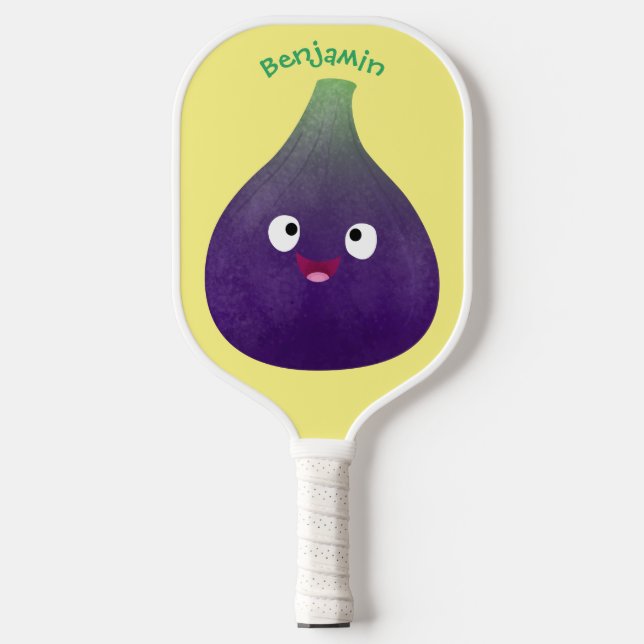 Niedlicher, lila Feigenfrucht-Cartoon Pickleball Schläger (Vorderseite)