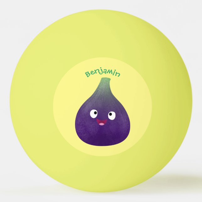 Niedlicher, lila Feigenfrucht-Cartoon Tischtennisball (Vorderseite)