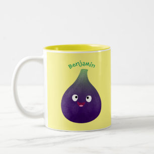 Niedlicher, lila Feigenfrucht-Cartoon Zweifarbige Tasse