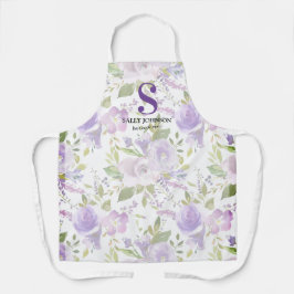 Niedlicher Lila Floralname Anfangsname Schürze