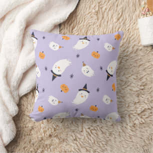 Niedlicher Lila Geist und Pumpkin Kissen