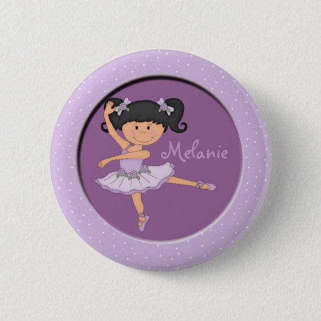 Niedlicher lila individueller Name der Ballerina-1 Button (Vorderseite)