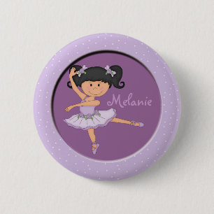 Niedlicher lila individueller Name der Ballerina-1 Button
