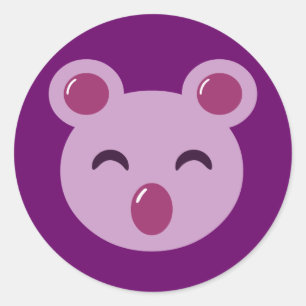 Niedlicher Lila Koala-Bär Runder Aufkleber