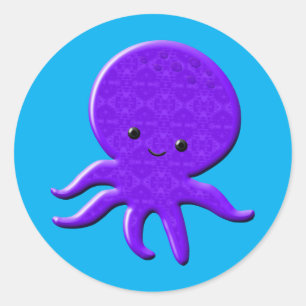 Niedlicher Lila Kraken Runder Aufkleber