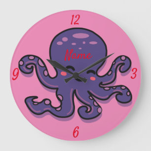 Niedlicher Lila Kraken Thunder_Cove Große Wanduhr