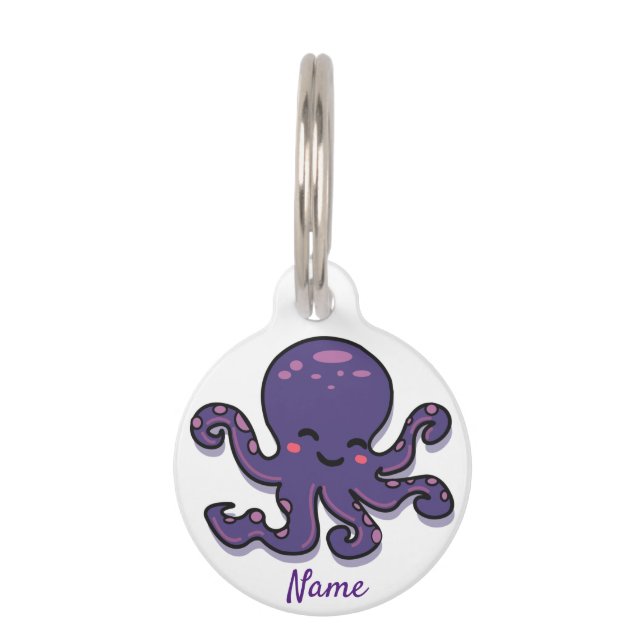 Niedlicher Lila Kraken Thunder_Cove Haustiermarke (Vorderseite)