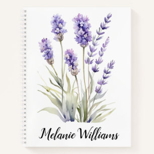 Niedlicher Lila Lavendel  Personalisierter Name Notizbuch