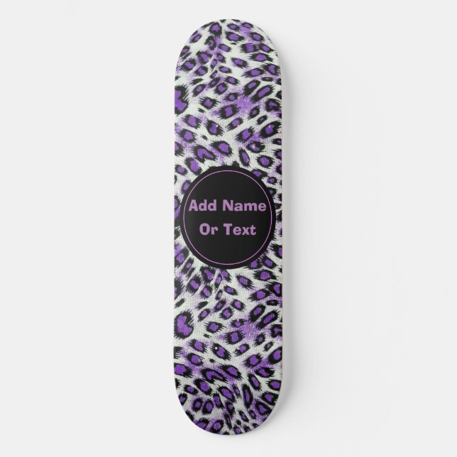 Niedlicher Lila Leopard Tierdruck Personalisiert Skateboard (Vorderseite)