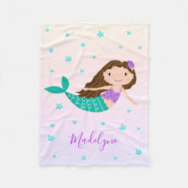 Niedlicher Lila Mermaid Coral Personalisierter Nam Fleecedecke