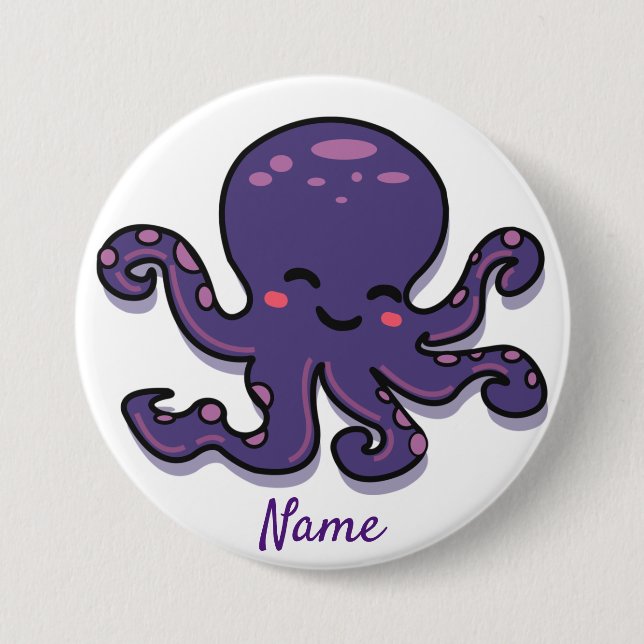 Niedlicher Lila Oktopus Thunder_Cove Button (Vorderseite)