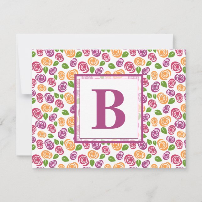 Niedlicher Lila Personalisierter Mit Monogramm Nam Mitteilungskarte (Vorderseite)
