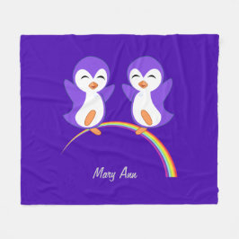 Niedlicher Lila Pinguin Fleecedecke