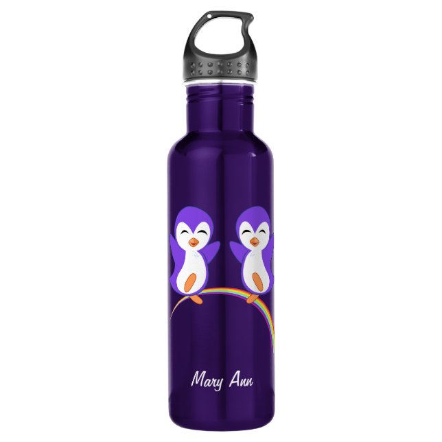 Niedlicher Lila Pinguin Trinkflasche (Vorderseite)