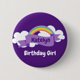 Niedlicher Lila Rainbow Birthday Girl Individuelle Button