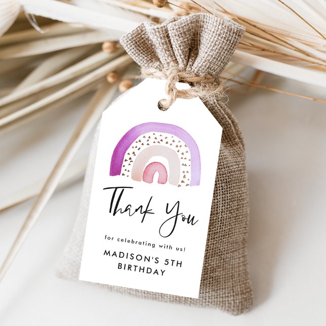 Niedlicher Lila Regenbogen Geburtstag Geschenkanhänger (Von Creator hochgeladen)
