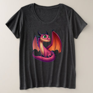 Niedlicher lila/roter Cartoon Große Größe T-Shirt