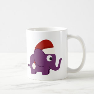Niedlicher Lila Santa Elephant Kaffeetasse