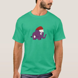 Niedlicher Lila Santa Elephant T-Shirt