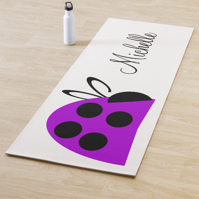 Niedlicher Lila Schwarzer Ladybug Personalisierter Yogamatte (Beispiel)