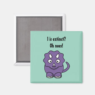 Niedlicher Lila Triceratops Cartoon mit sonniges A Magnet