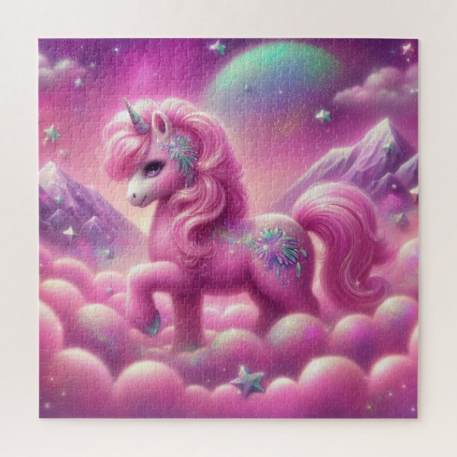 Niedlicher lila und rosa Glitzer hell einhorn (Vertikal)