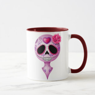 Niedlicher lila Zuckerschädel Tasse