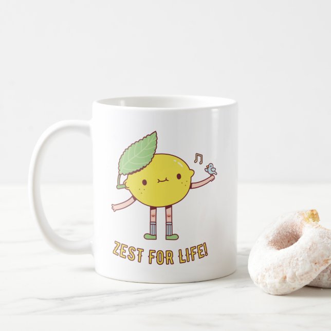 Niedlicher Limonen- und Vogelzins für Leben Kaffeetasse (Mit Donut)