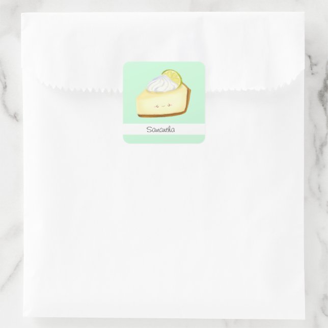 Niedlicher Limoner Kuchen Quadratischer Aufkleber (Tasche)