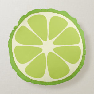 Niedlicher Limoner Slice Zitrus Frucht Witziger Fe Rundes Kissen